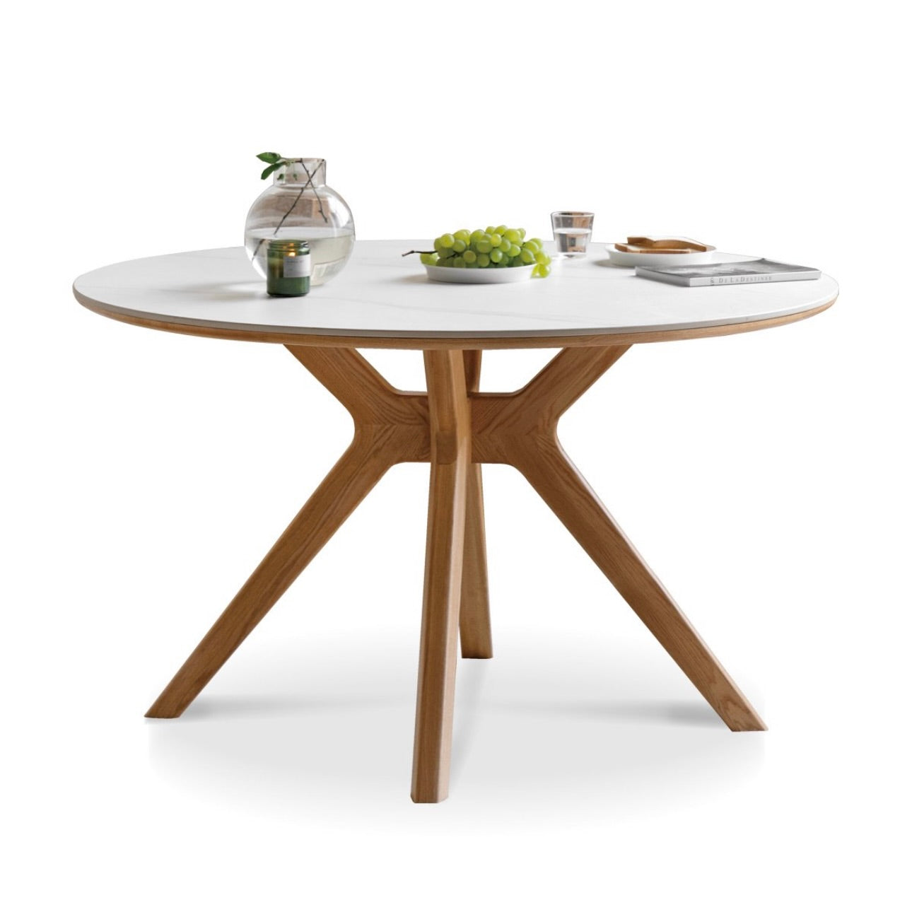 Otira Round Dining Table Natural Solid Oak with Ceramic Top