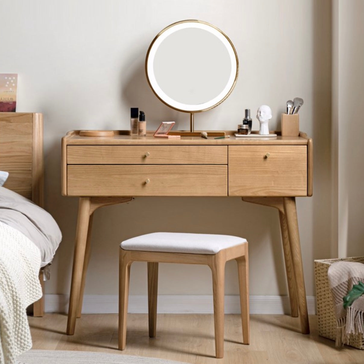 Beisai Dressing Table Natural Solid Ash