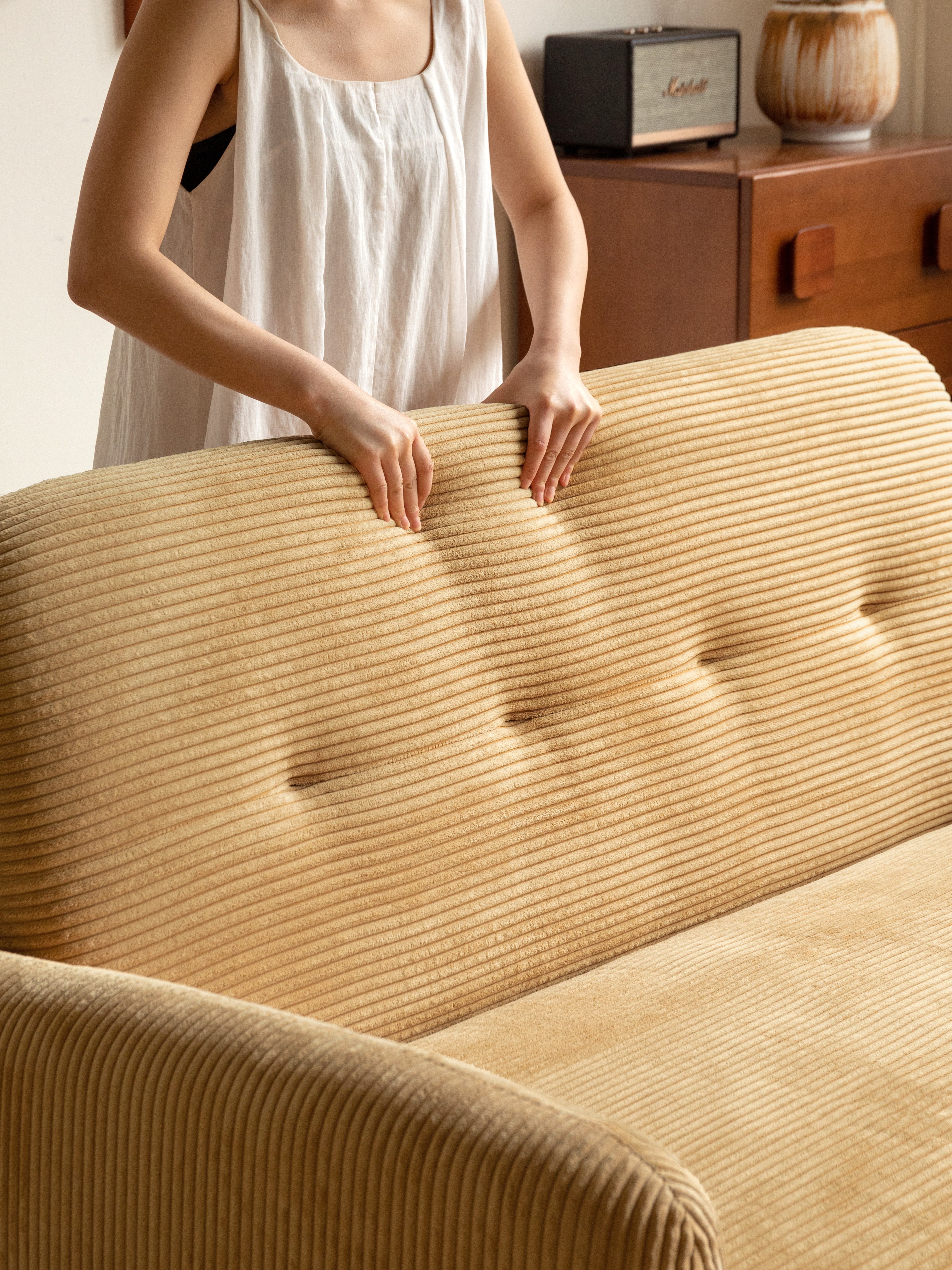 Yolk Fabric Transformable Sofa Bed