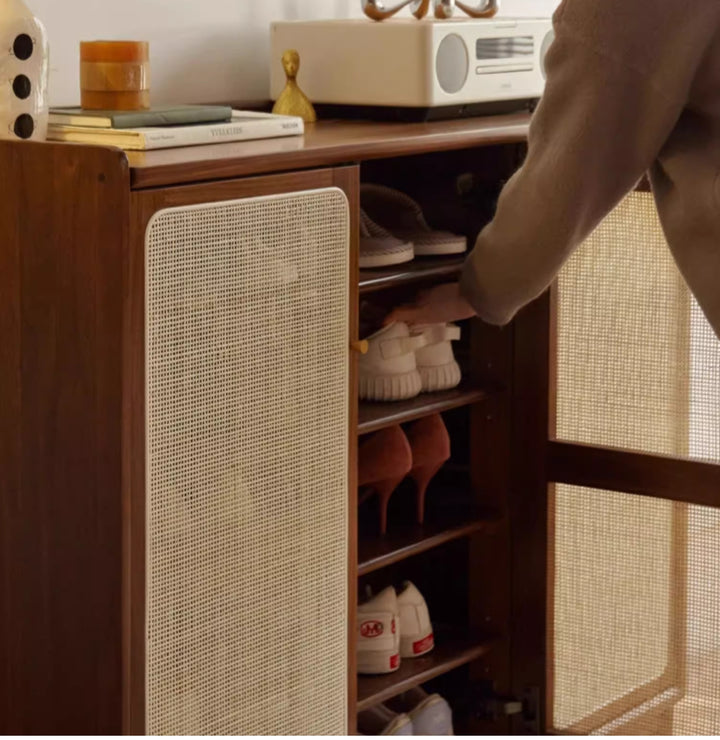 York Shoe Cabinet Natural Solid Oak 115cm