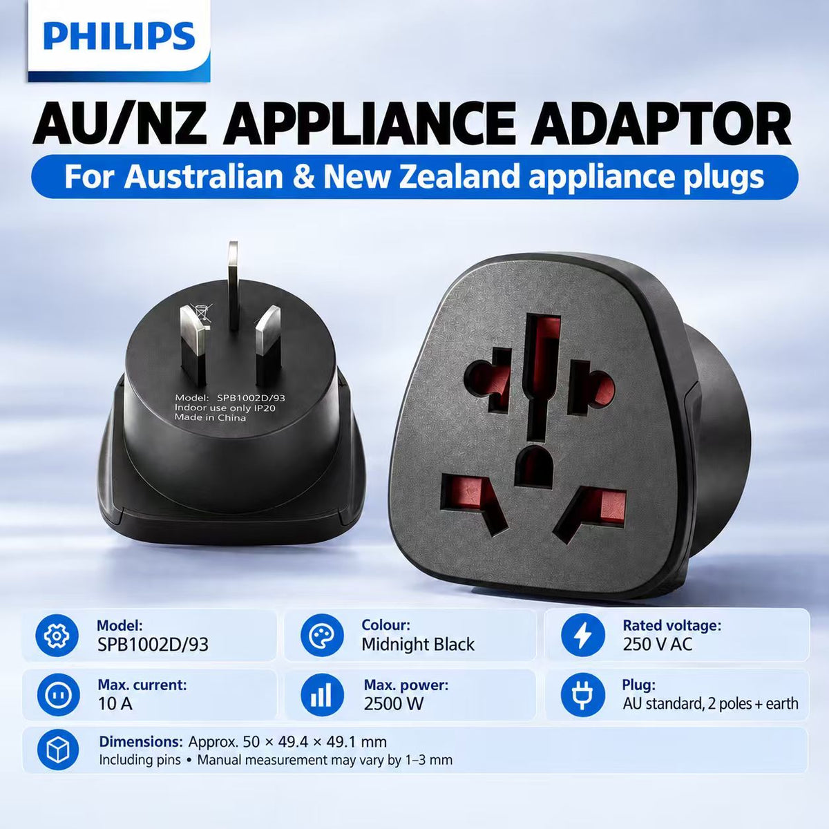 Philips AU/NZ Appliance Adaptor – Midnight Black