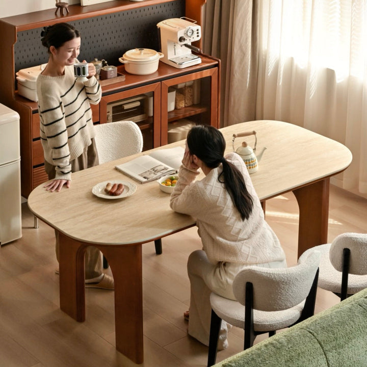 lona Dining Table 180cm Solid Timber with Travertine ceramic