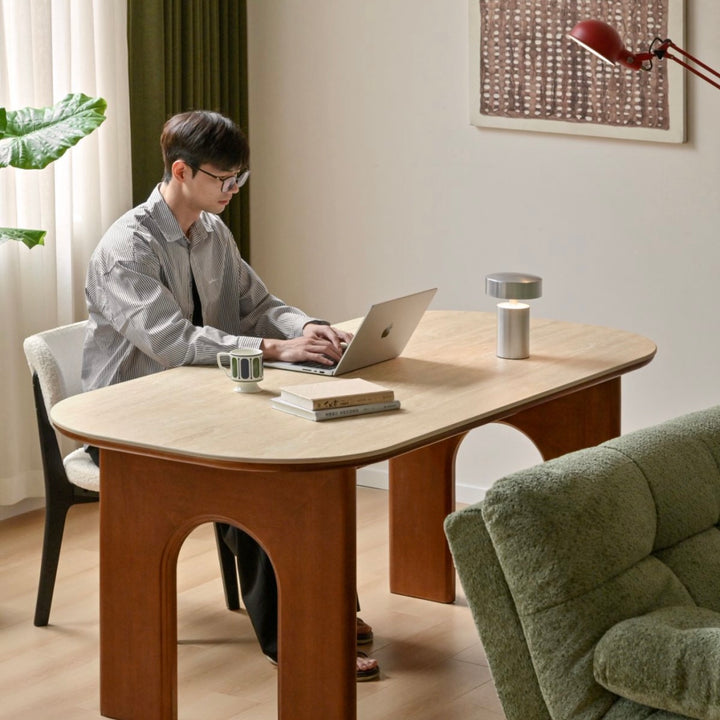 lona Dining Table 180cm Solid Timber with Travertine ceramic